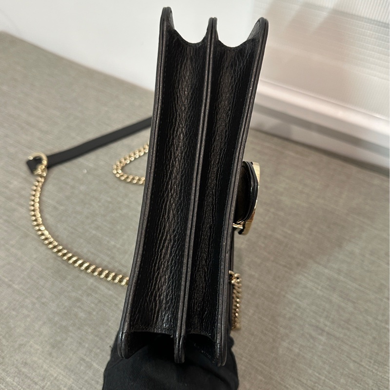 正品 Cucci 黑 荔枝牛皮 斜背包｜日本購入-11