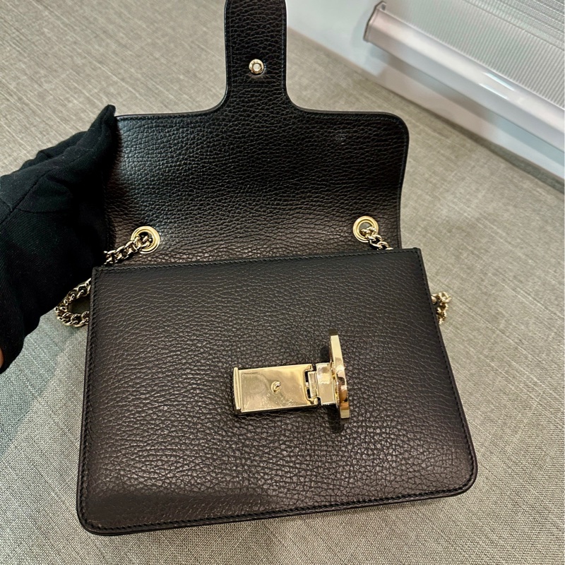 正品 Cucci 黑 荔枝牛皮 斜背包｜日本購入-14