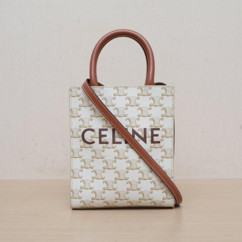 Cabas 豎款手袋 Mini 凱旋門印花 白色 人造革-0