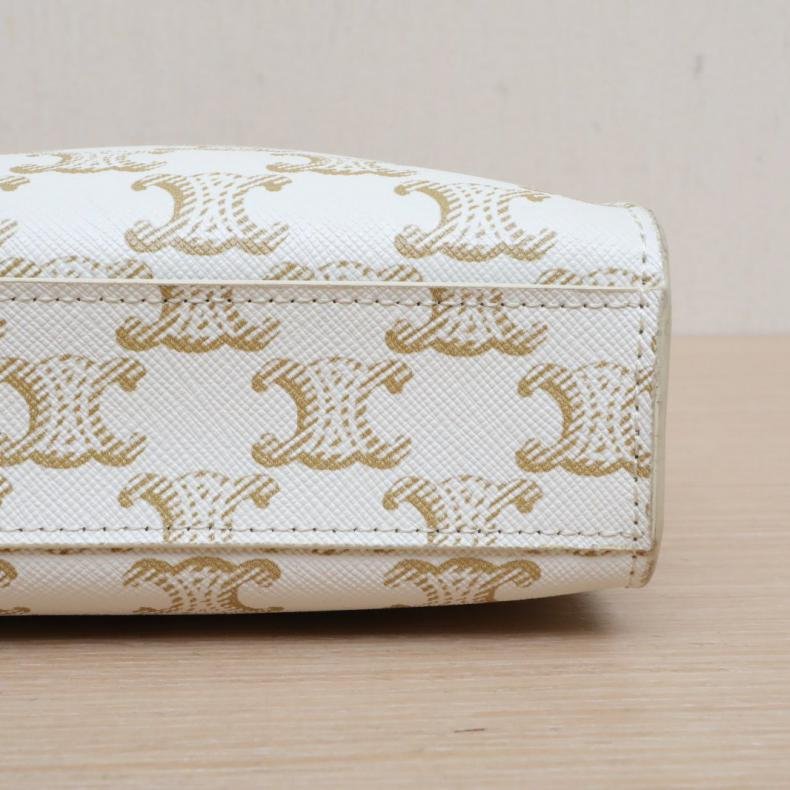 Cabas 豎款手袋 Mini 凱旋門印花 白色 人造革-3