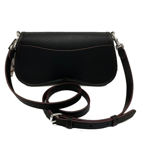 【全新】COACH 專櫃款素面牛皮玳瑁圖案鏈帶肩斜背兩用包(黑)-2