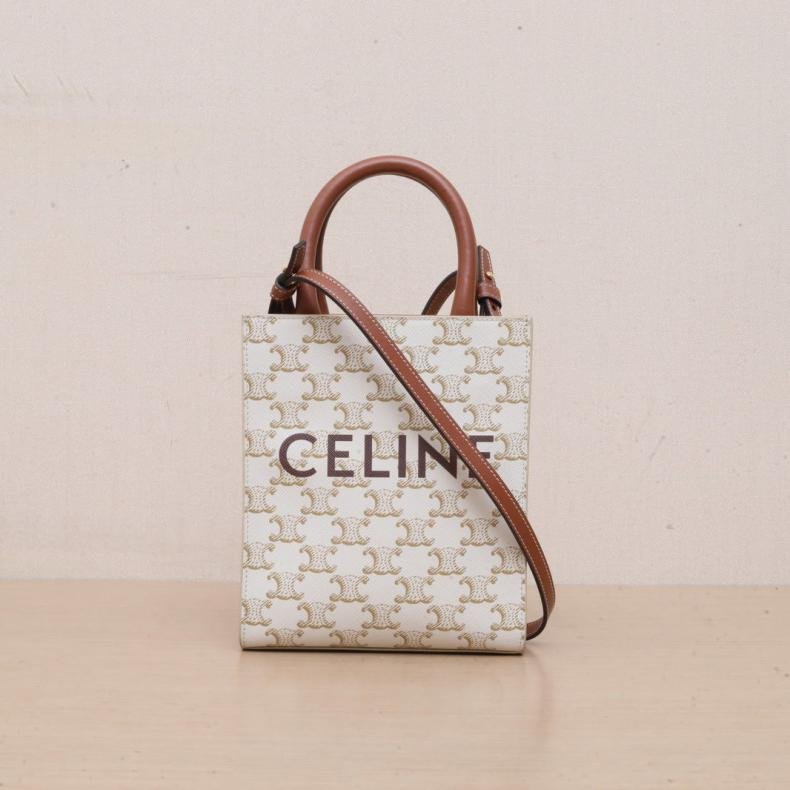 Cabas 豎款手袋 Mini 凱旋門印花 白色 人造革-0