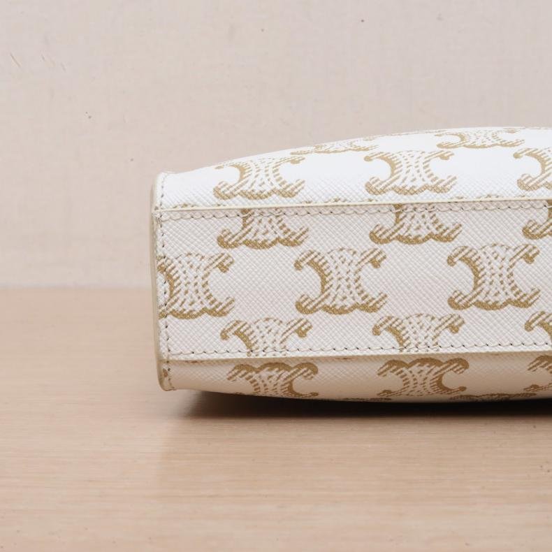 Cabas 豎款手袋 Mini 凱旋門印花 白色 人造革-2