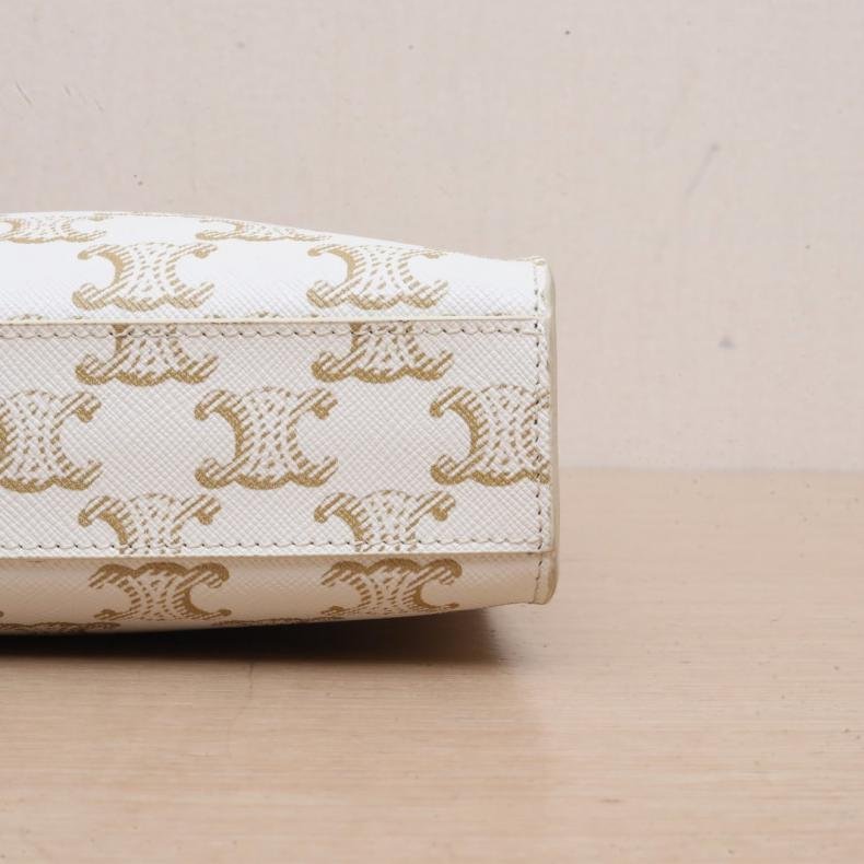 Cabas 豎款手袋 Mini 凱旋門印花 白色 人造革-3