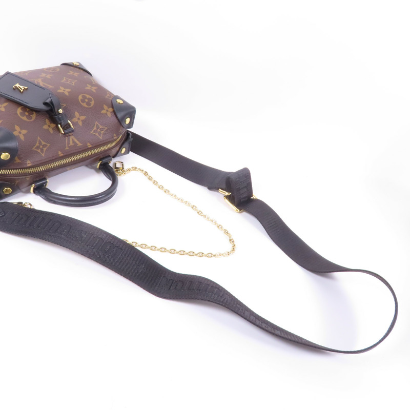 LOUIS VUITTON Monogram Petite Malle Souple金扣手挽肩背兩用袋棕色-4