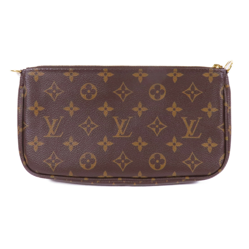 LOUIS VUITTON Monogram Multi Pochette Accessoires金扣手挽肩背兩用袋棕色-1