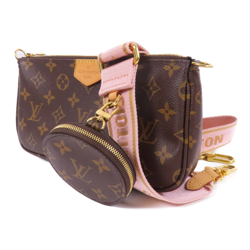 LOUIS VUITTON Monogram Multi Pochette Accessoires金扣手挽肩背兩用袋棕色-2
