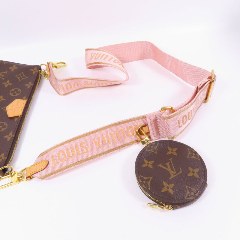 LOUIS VUITTON Monogram Multi Pochette Accessoires金扣手挽肩背兩用袋棕色-4