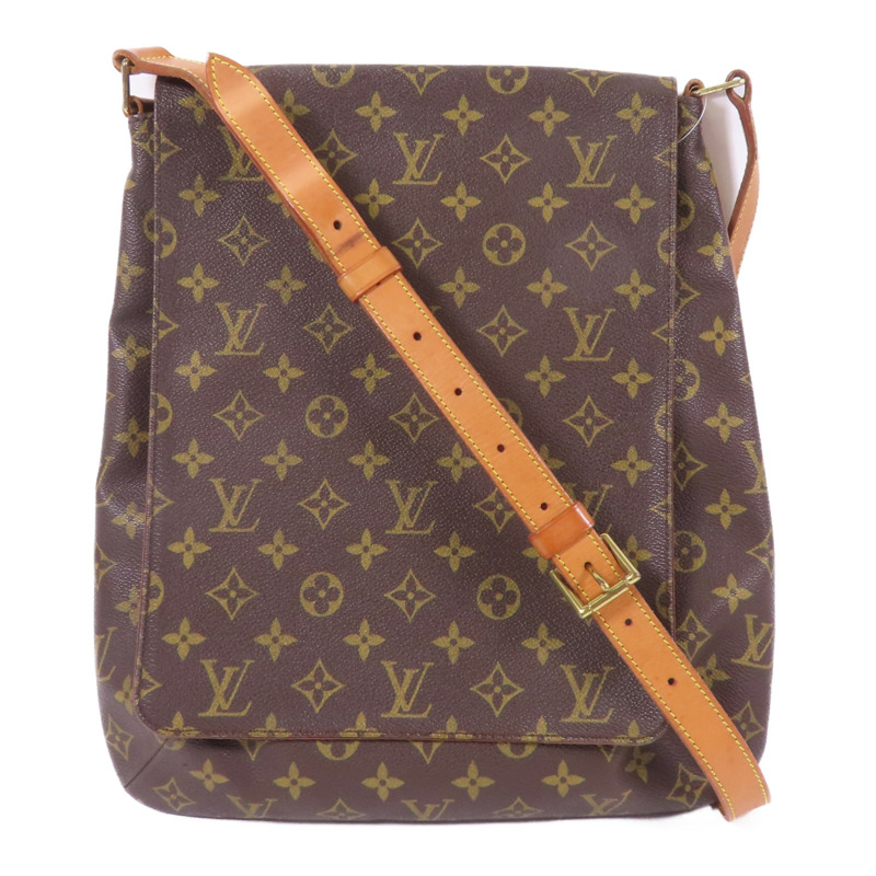 LOUIS VUITTON Monogram Musette Salsa金扣肩背袋棕色-0