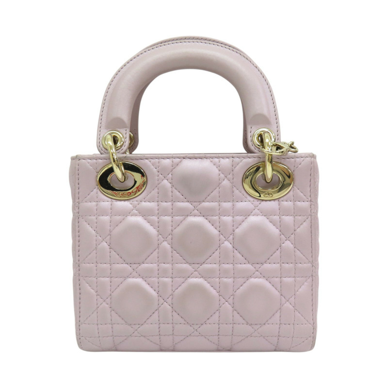 粉色 籐格紋 羊皮 Lady Dior Mini 兩用包 M0505OADU-1