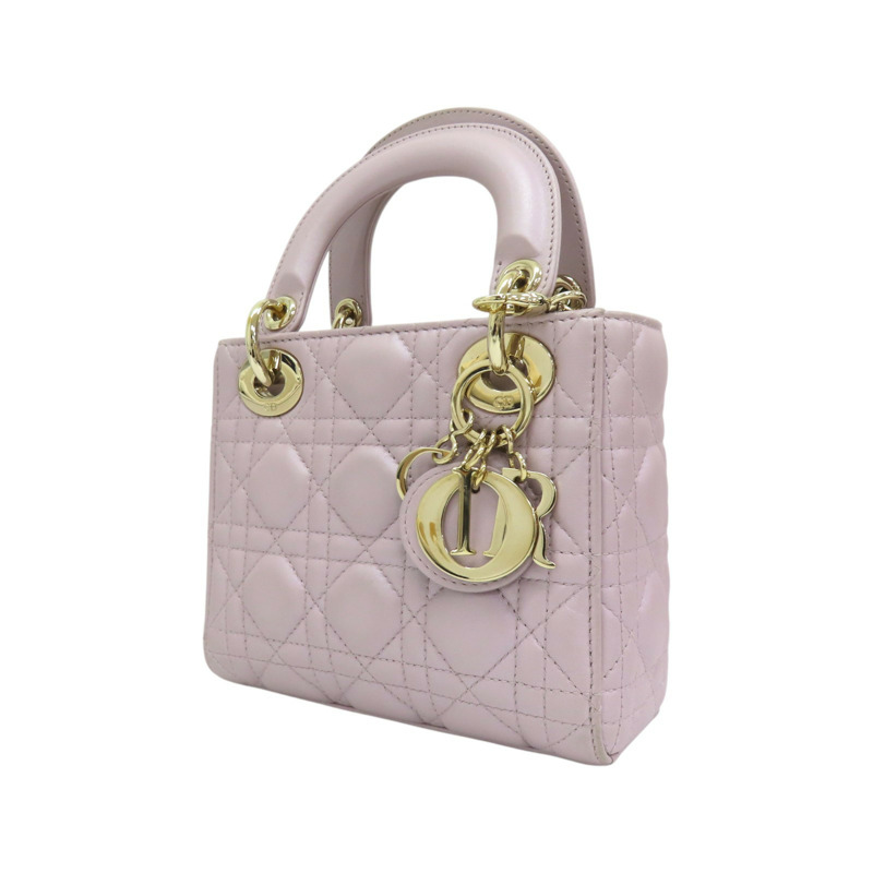 粉色 籐格紋 羊皮 Lady Dior Mini 兩用包 M0505OADU-2