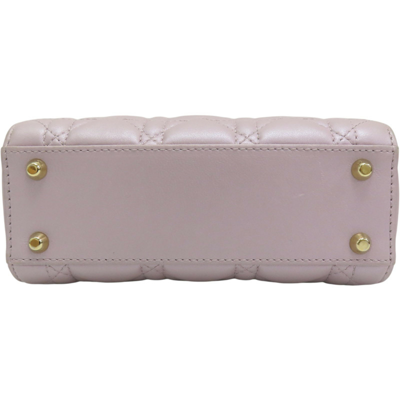 粉色 籐格紋 羊皮 Lady Dior Mini 兩用包 M0505OADU-3