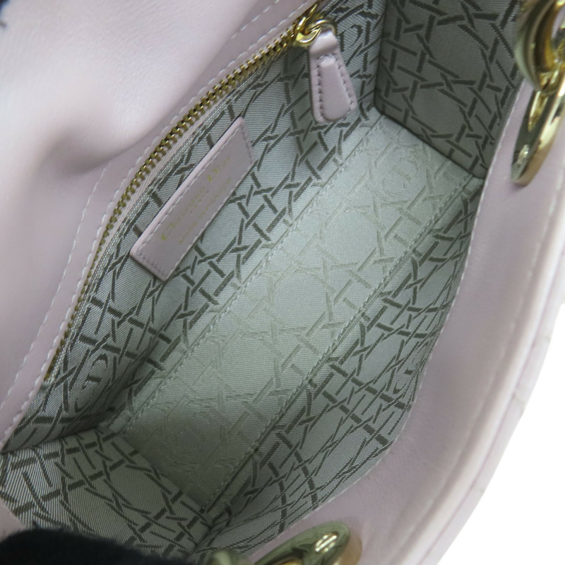 粉色 籐格紋 羊皮 Lady Dior Mini 兩用包 M0505OADU-4