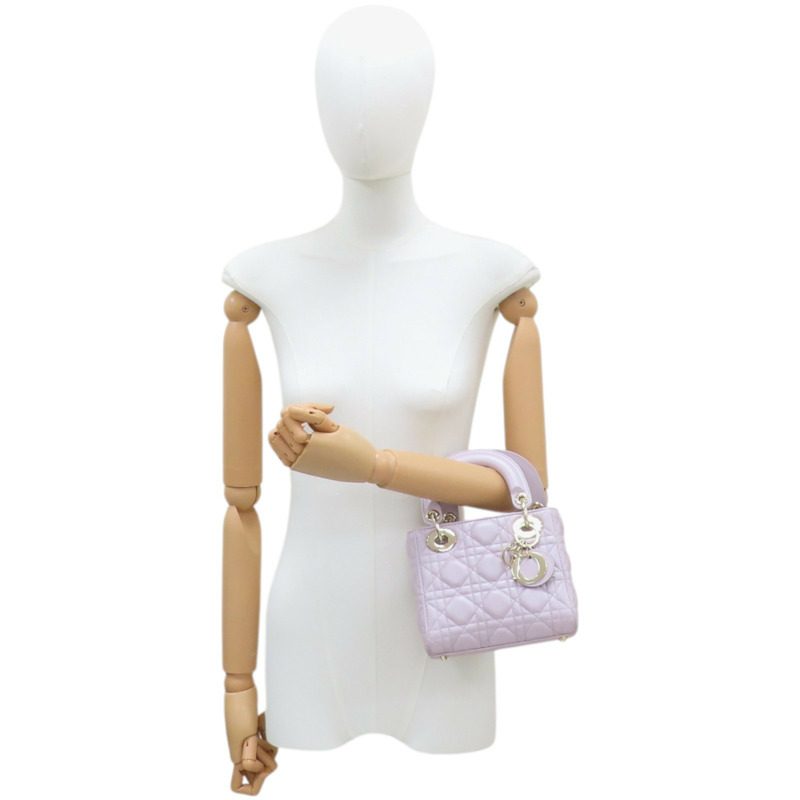 粉色 籐格紋 羊皮 Lady Dior Mini 兩用包 M0505OADU-9