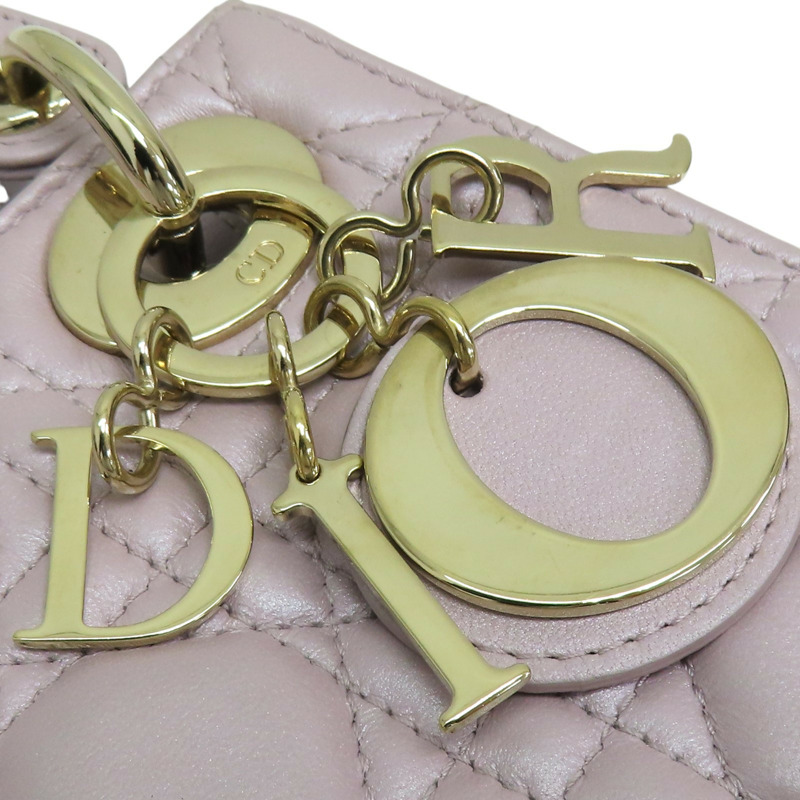 粉色 籐格紋 羊皮 Lady Dior Mini 兩用包 M0505OADU-16