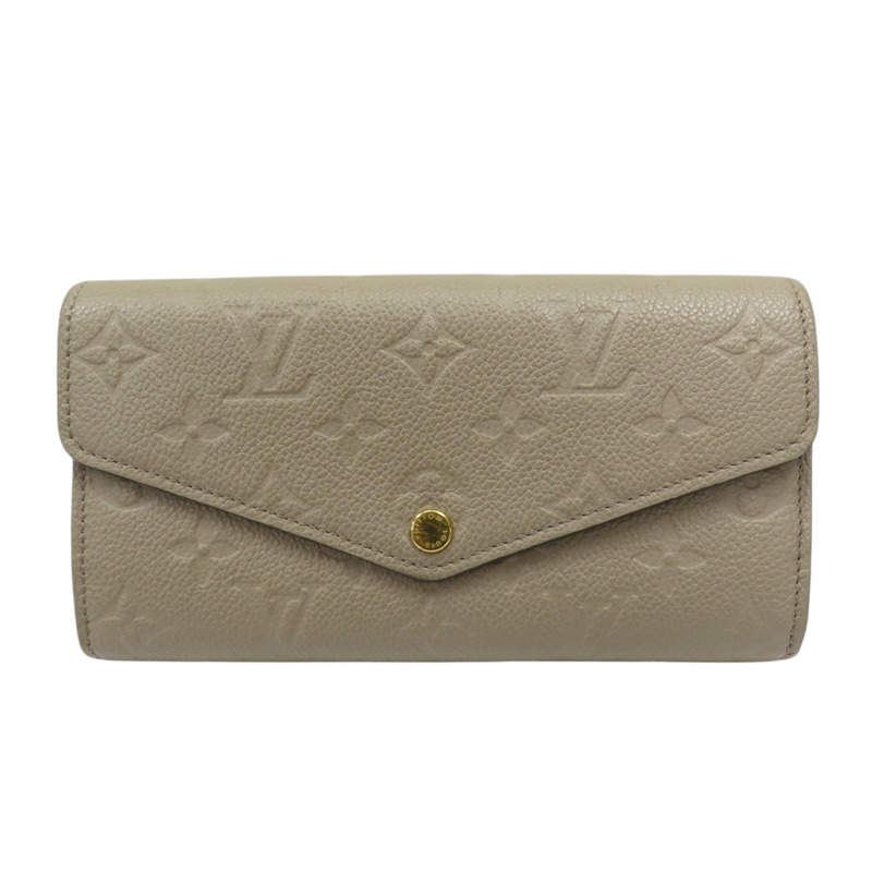 米色 原花壓紋牛皮 Sarah 扣式長夾 M82256 M82256-0