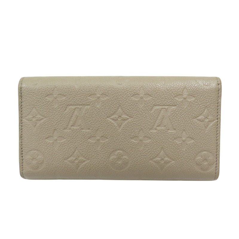 米色 原花壓紋牛皮 Sarah 扣式長夾 M82256 M82256-1