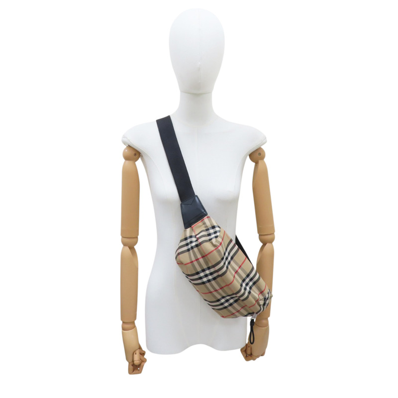 棕色 經典格紋 帆布 腰包 8010430-8