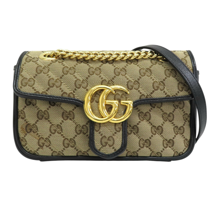 棕色帆布 黑色牛皮 GG Marmont 肩背包 476744 476744-0