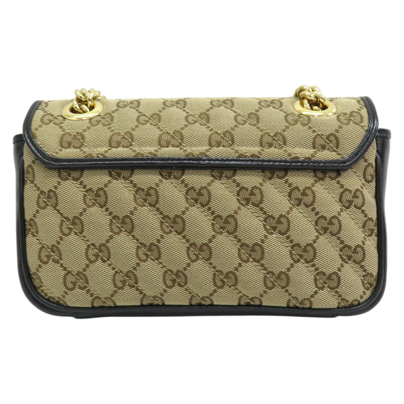 棕色帆布 黑色牛皮 GG Marmont 肩背包 476744 476744-1