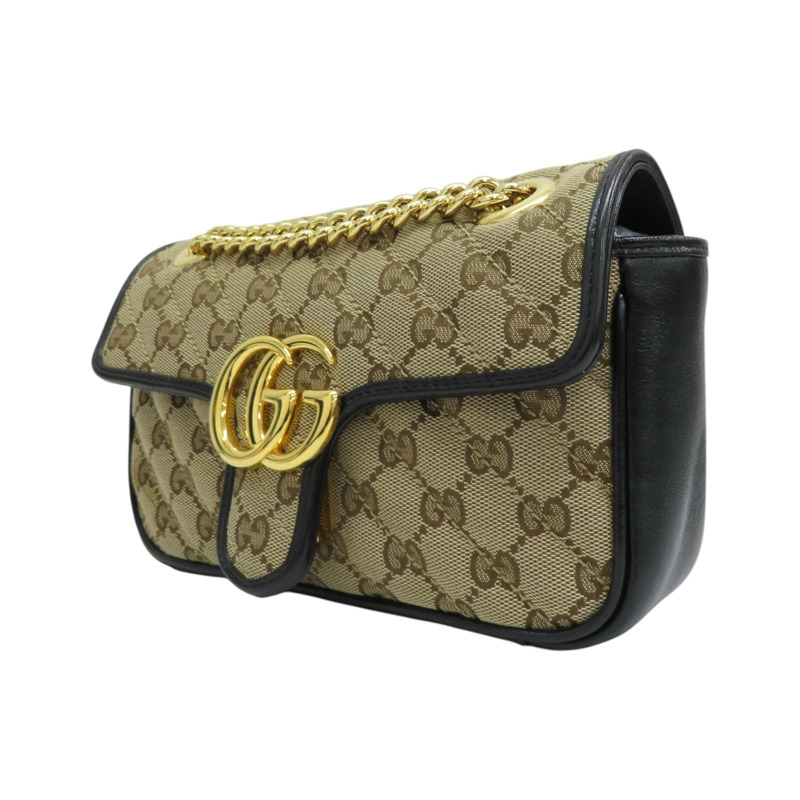 棕色帆布 黑色牛皮 GG Marmont 肩背包 476744 476744-2