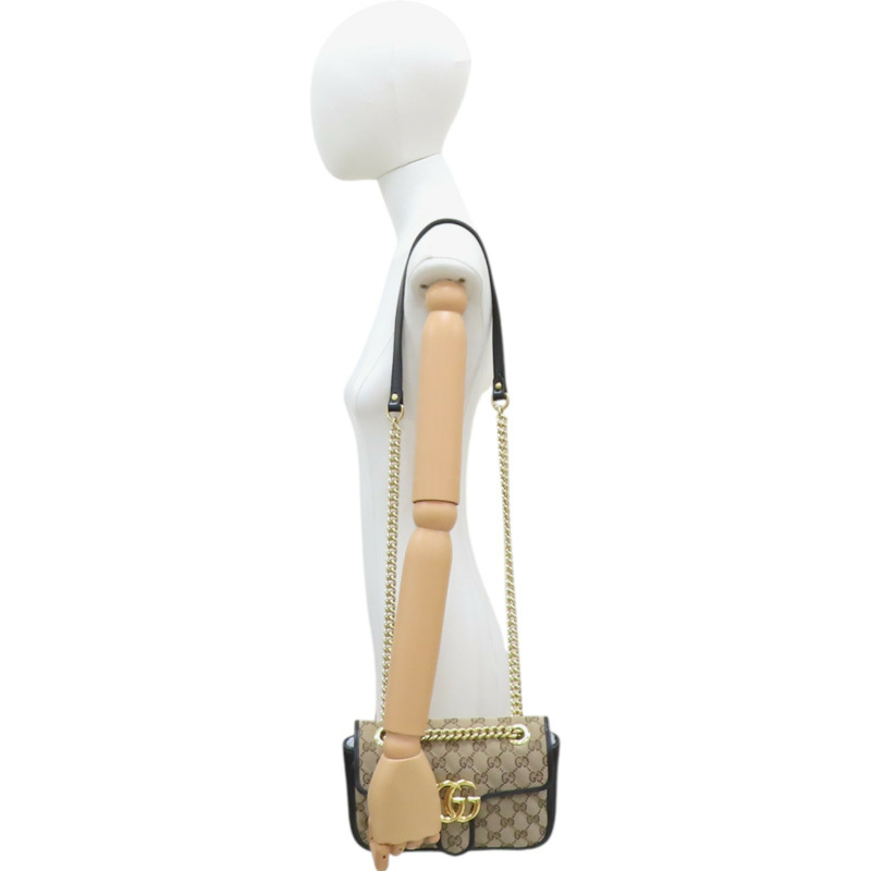 棕色帆布 黑色牛皮 GG Marmont 肩背包 476744 476744-10