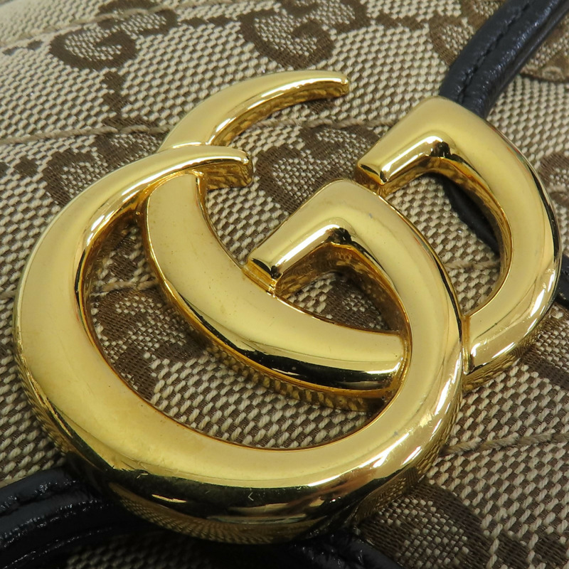 棕色帆布 黑色牛皮 GG Marmont 肩背包 476744 476744-15