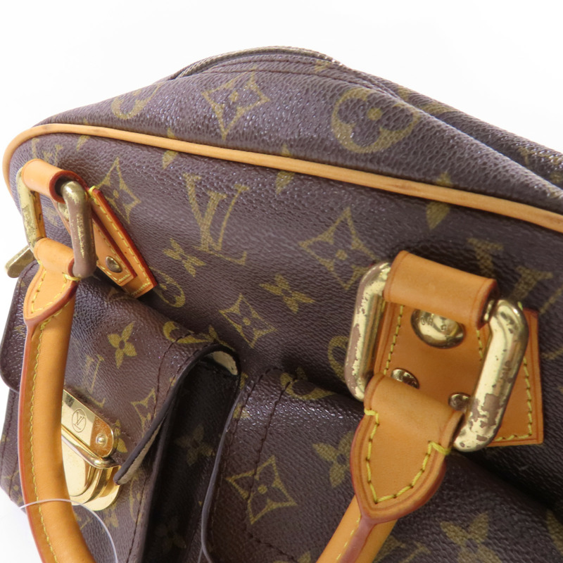 LOUIS VUITTON Monogram Manhattan PM手挽袋棕色-12