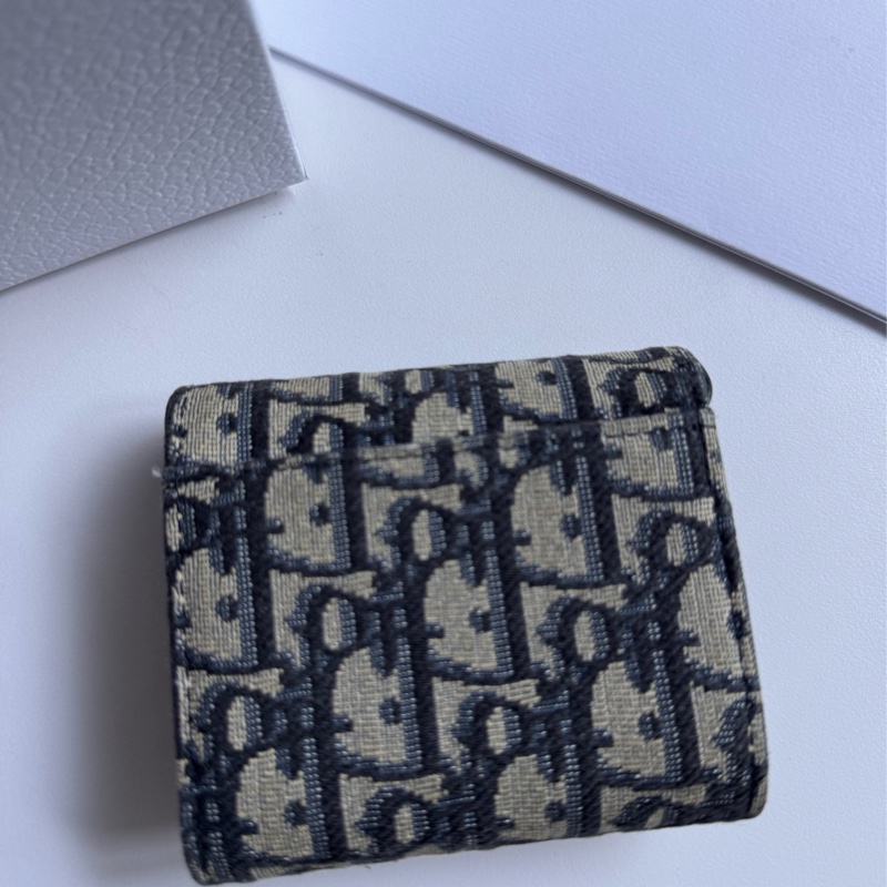 （售出）Dior Saddle Lotus 錢包 藍色 Dior Oblique 緹花 三折短夾-2