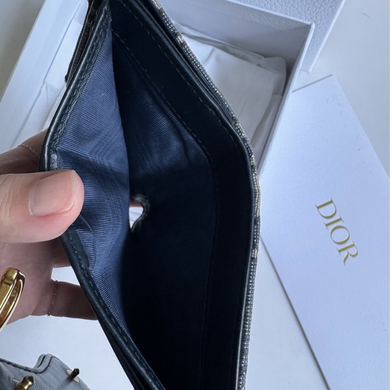 （售出）Dior Saddle Lotus 錢包 藍色 Dior Oblique 緹花 三折短夾-7