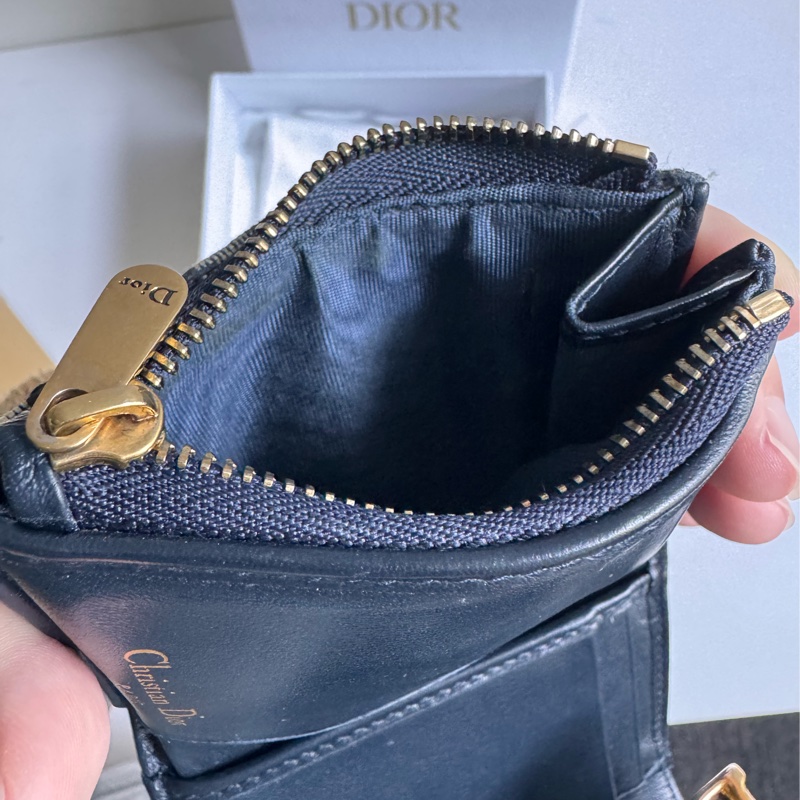 （售出）Dior Saddle Lotus 錢包 藍色 Dior Oblique 緹花 三折短夾-9