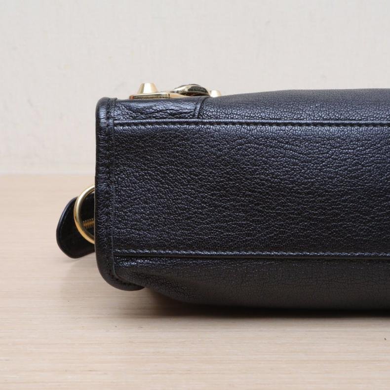 City Mini 24 機車包 黑色 皮革C 金扣-2