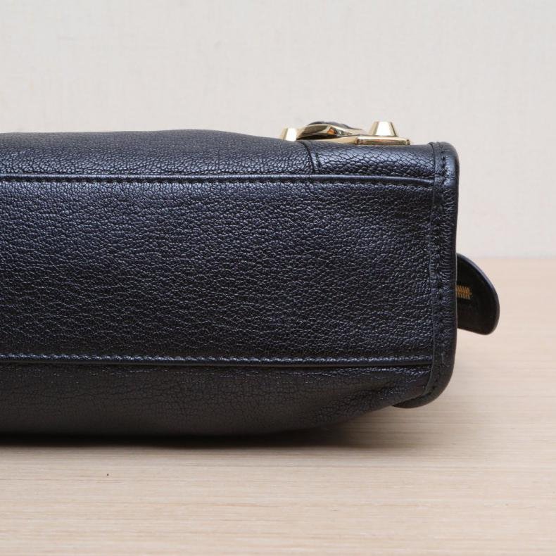 City Mini 24 機車包 黑色 皮革C 金扣-3