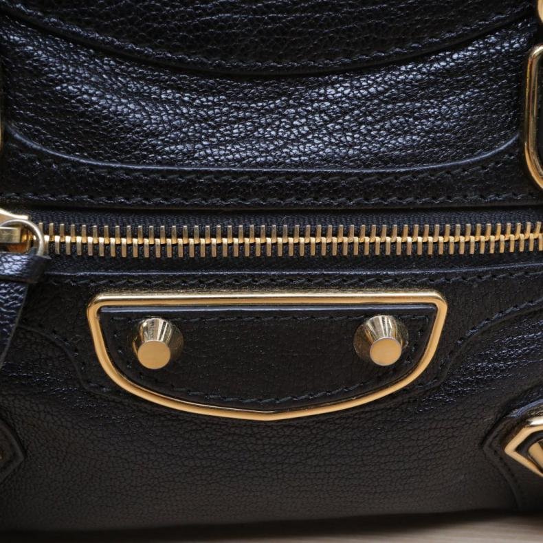 City Mini 24 機車包 黑色 皮革C 金扣-4