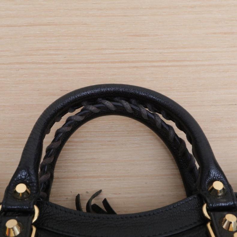 City Mini 24 機車包 黑色 皮革C 金扣-5