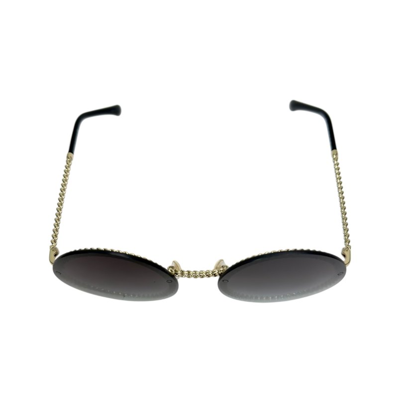 CHANEL CC 珍珠鏈條綴飾圓形太陽眼鏡-9