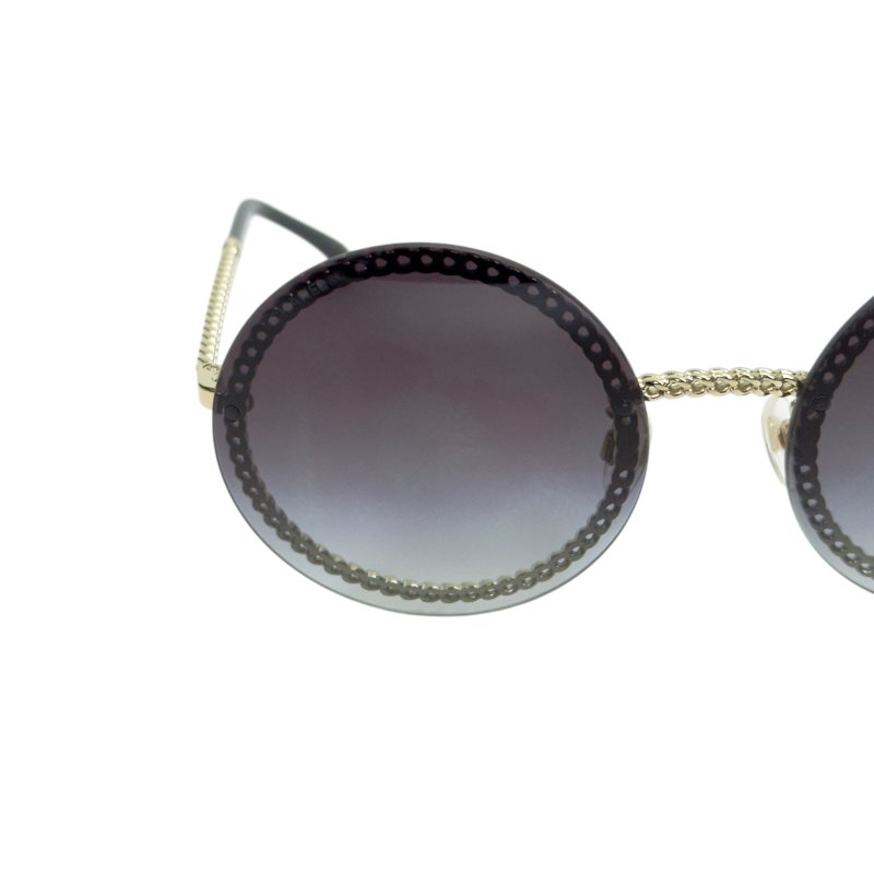 CHANEL CC 珍珠鏈條綴飾圓形太陽眼鏡-13