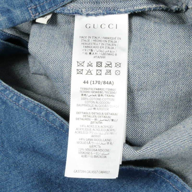 GUCCI 水洗有機牛仔襯衫 Sherry Line 626480 棉藍色二手男款 #44-3