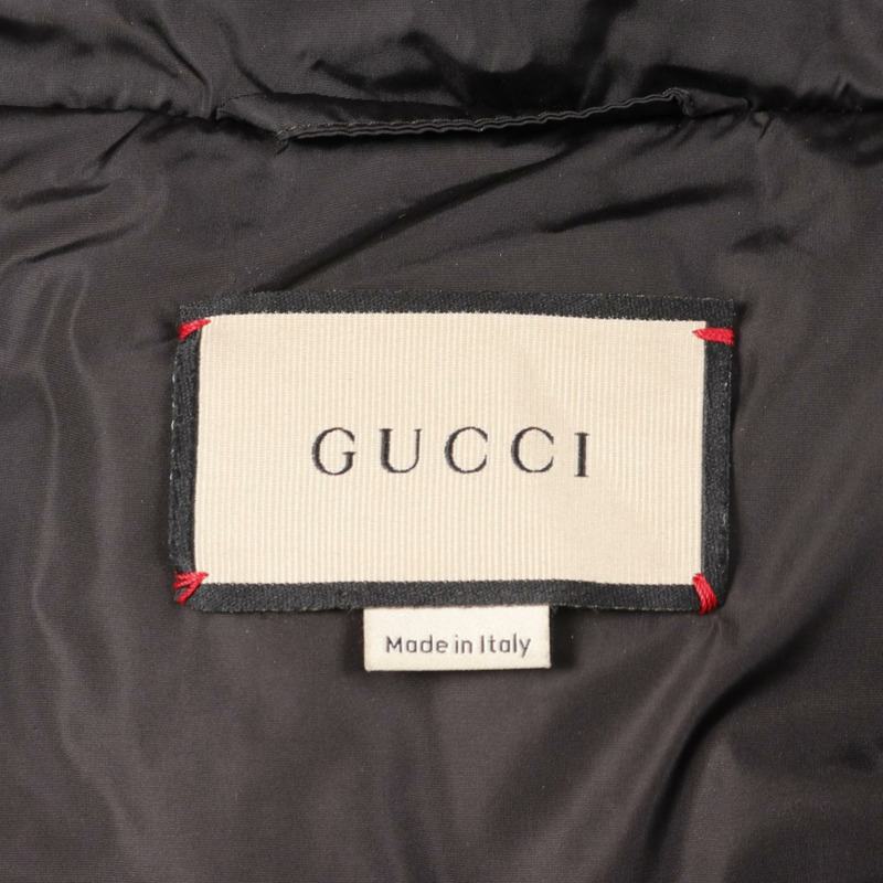 GUCCI Jumbo GG 帆布連帽羽絨外套 698710 尼龍黑色二手男式 #54-2