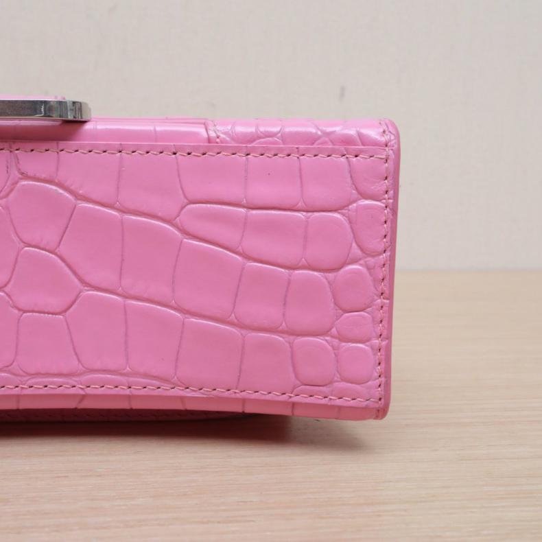 鱷魚壓紋 Hourglass 沙漏手袋 XS碼 銀扣 粉色 皮革C-3