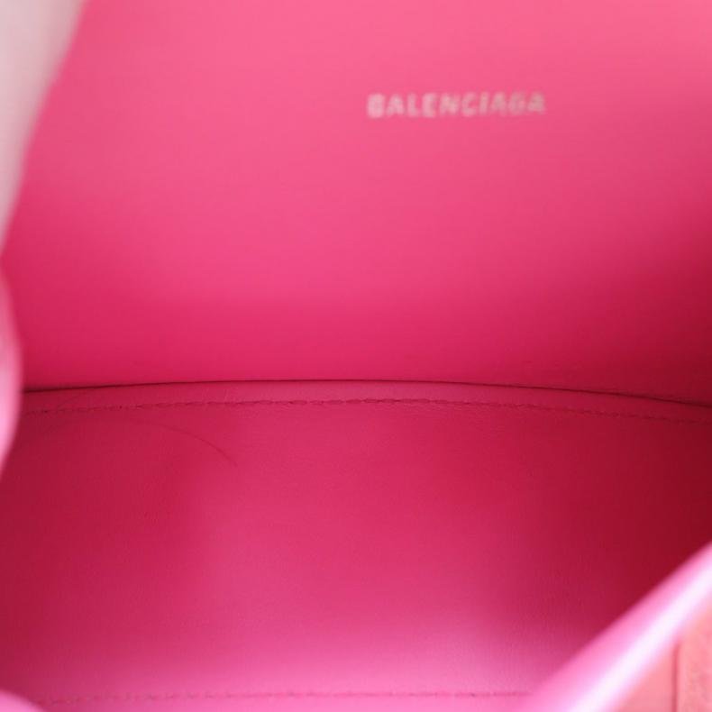 鱷魚壓紋 Hourglass 沙漏手袋 XS碼 銀扣 粉色 皮革C-4