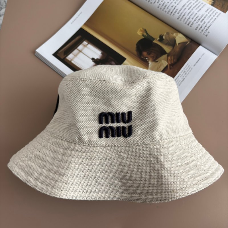 ::miumiu:: 雙面漁夫帽 帽子 含收納袋 米色/波羅的海藍 S號-4