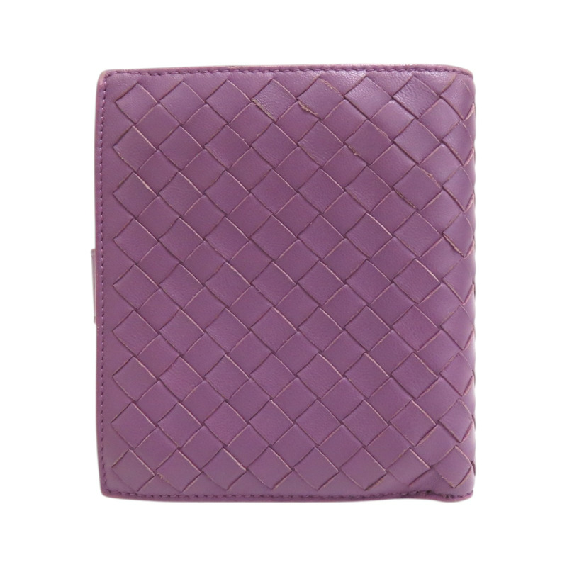 紫色 編織皮革 兩折中夾-1