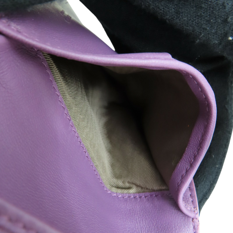 紫色 編織皮革 兩折中夾-8