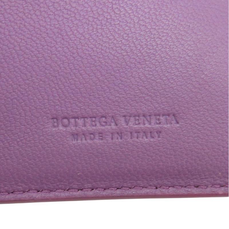 紫色 編織皮革 兩折中夾-9