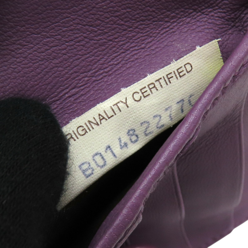 紫色 編織皮革 兩折中夾-10