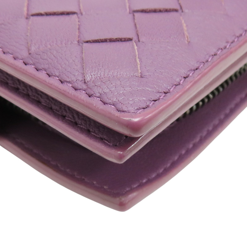 紫色 編織皮革 兩折中夾-13