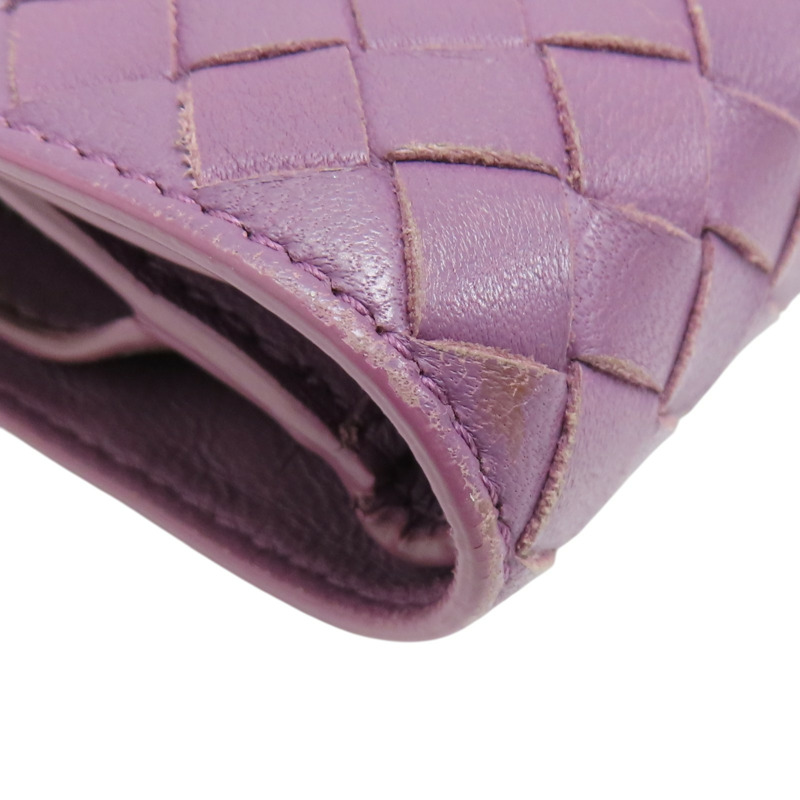 紫色 編織皮革 兩折中夾-15