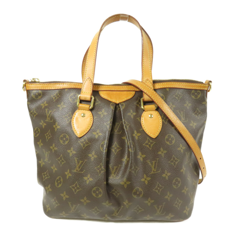 LOUIS VUITTON Monogram Palermo PM金扣手挽肩背兩用袋棕色-0