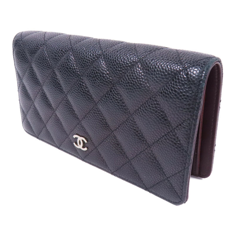 CHANEL 牛皮皮革Long Wallet銀扣長錢包-2